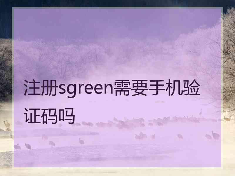 注册sgreen需要手机验证码吗