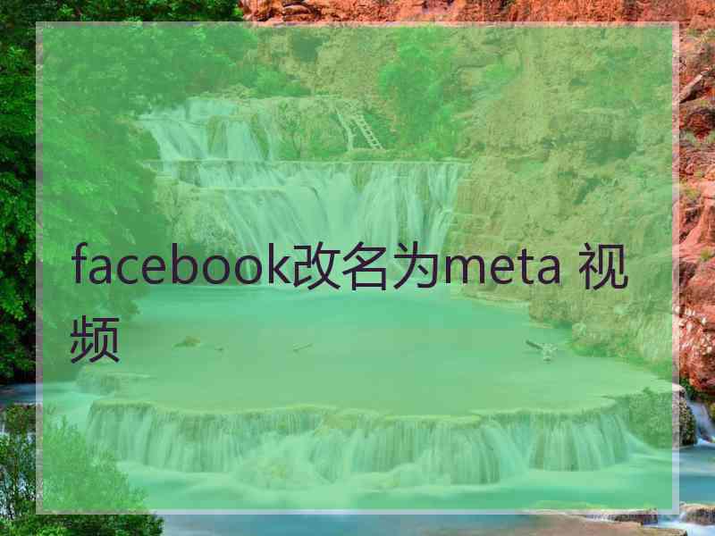 facebook改名为meta 视频