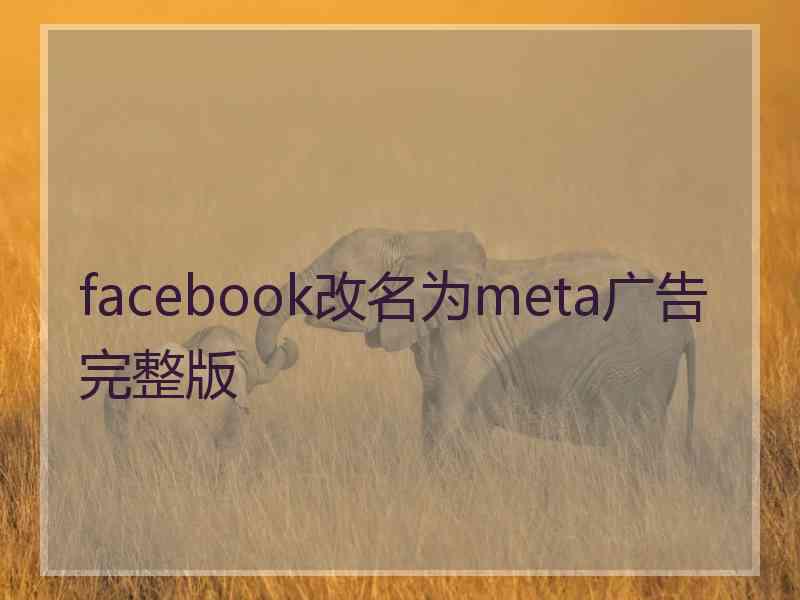 facebook改名为meta广告完整版