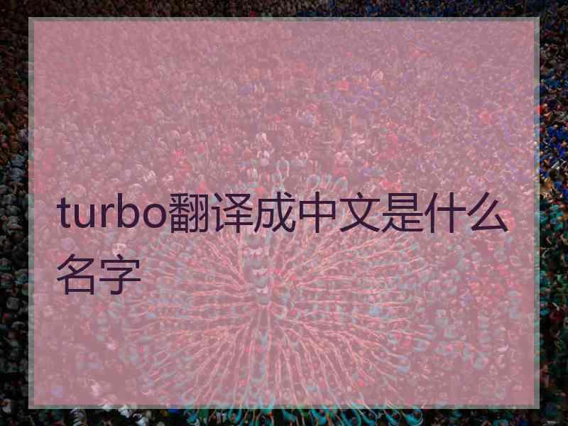 turbo翻译成中文是什么名字