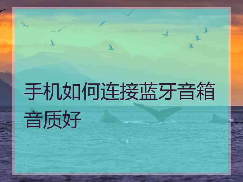 手机如何连接蓝牙音箱音质好